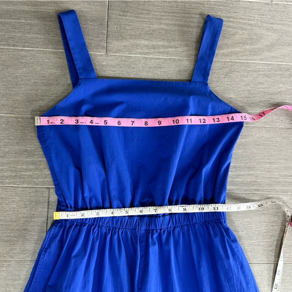 COS Wide Leg Jumpsuit in Brigh Blue Size 4 Smocked Cutout Back Sleeveless Retro - Picture 15 of 16